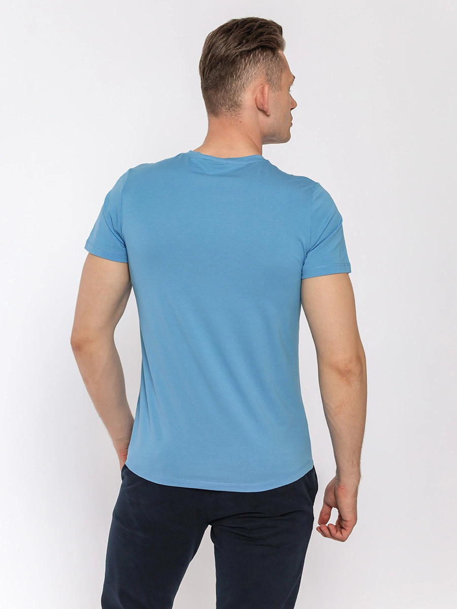 Голубая футболка из смеси хлопка и вискозы